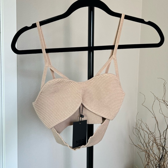 NWT NBD Cream Knit Bralette Top - Picture 4 of 7